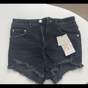 ZARA high rise black denim shorts